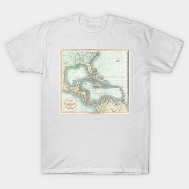 Vintage Map of The Caribbean (1803) T-Shirt by Bravuramedia